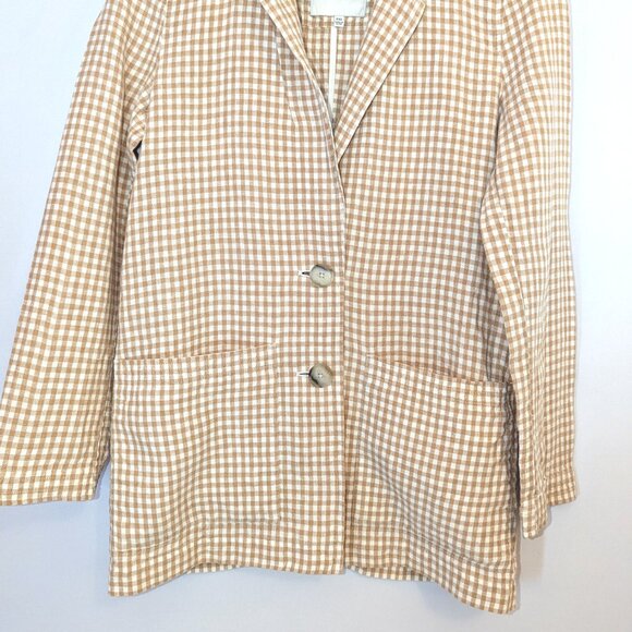 Madewell | Oversized Gingham Blazer "Dorset" in Tan & White Plaid Size XXS - Picture 2 of 11